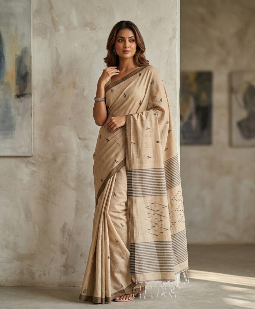 Premium Soft Cotton Jamdani Handwoven Saree – Lightweight & Handmade