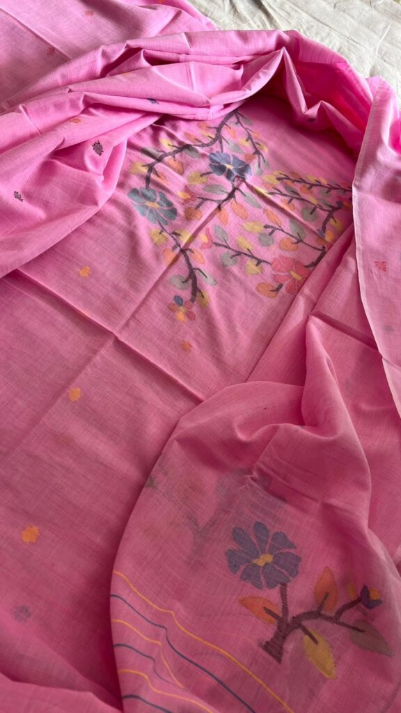 COTTON DRESS MATERIAL - DEEP PINK
