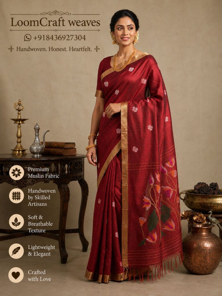 PURE MASLIN TANTOOJ - MAROON