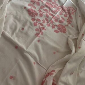 COTTON DRESS MATERIAL - WHITE AND RED