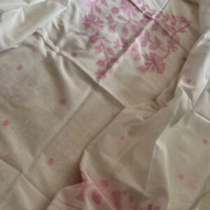 COTTON DRESS MATERIAL - WHITE AND BABY PINK