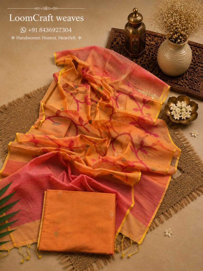 MASLIN HANDLOOM NEEDLE WORK DRESS MATERIAL