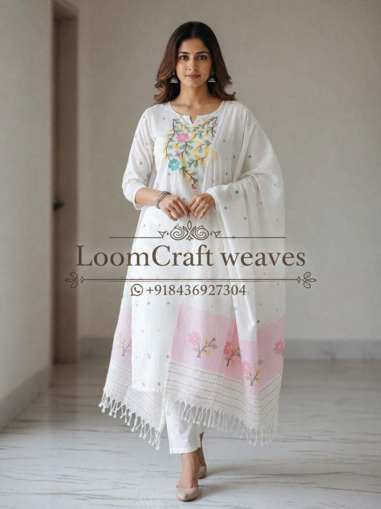 COTTON DRESS MATERIAL - WHITE